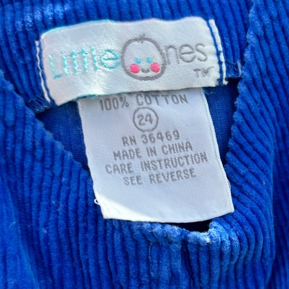 VINTAGE LITTLE ONES BLUE CORDUROY OVERALLS SIZE 24 MONTHS 100% COTTON ADORABLE - Picture 7 of 7